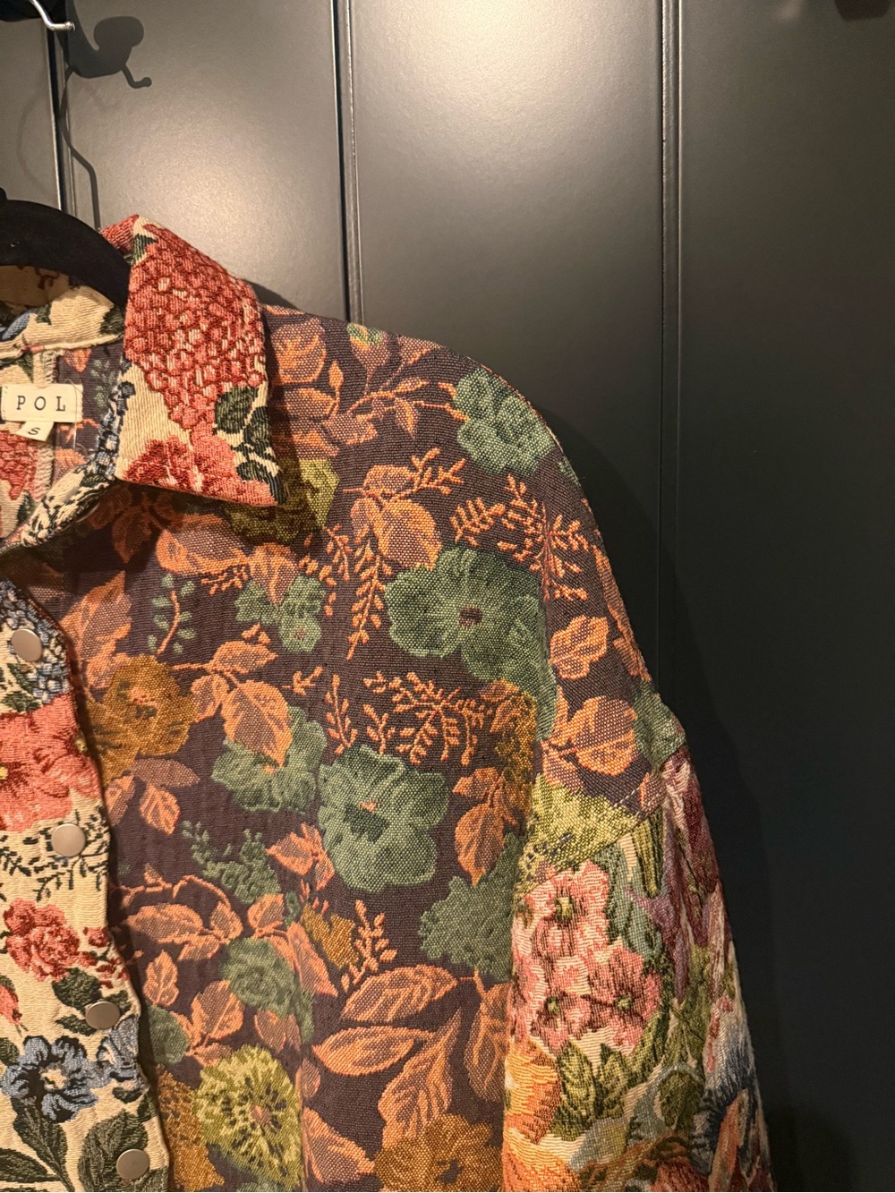 🌺 POL Womens My Vintage Romance Jacquard Floral Patchwork Jacket Shacket Size S - Picture 8 of 15
